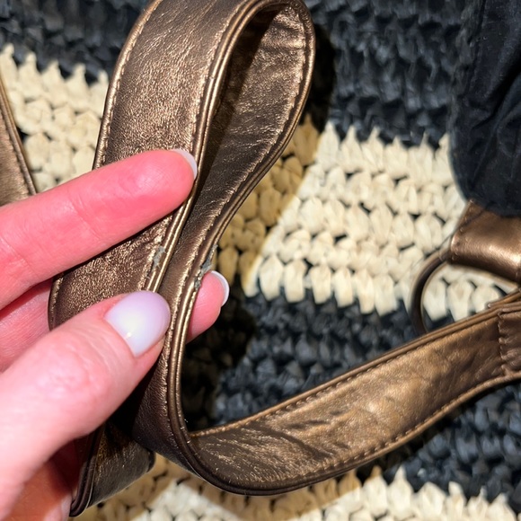 Oversized slouchy navy blue and khaki striped bag - Picture 8 of 14